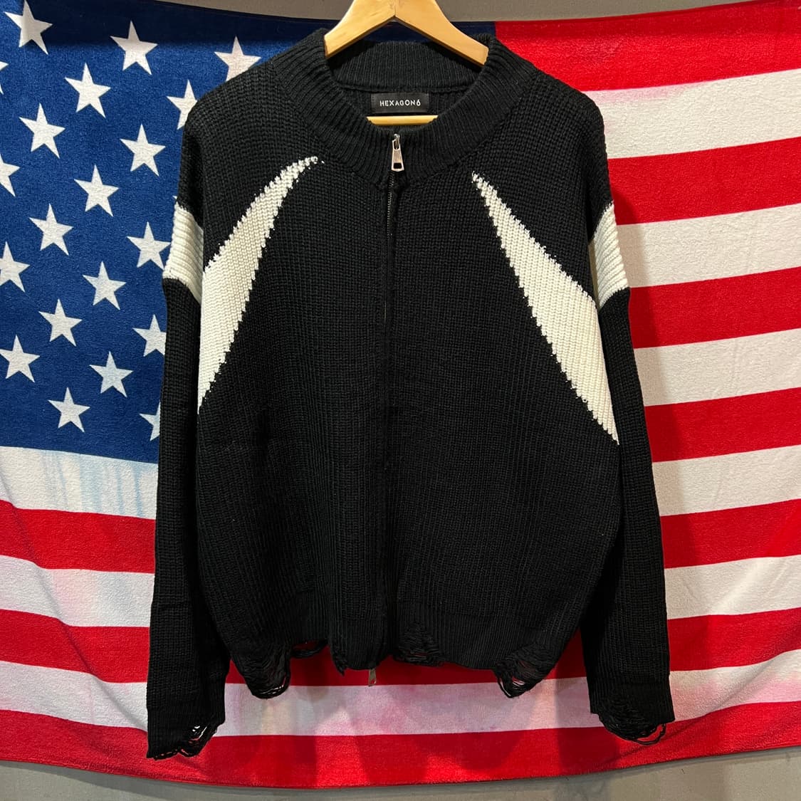 빈티지 컬러링 니트집업 상품이미지1