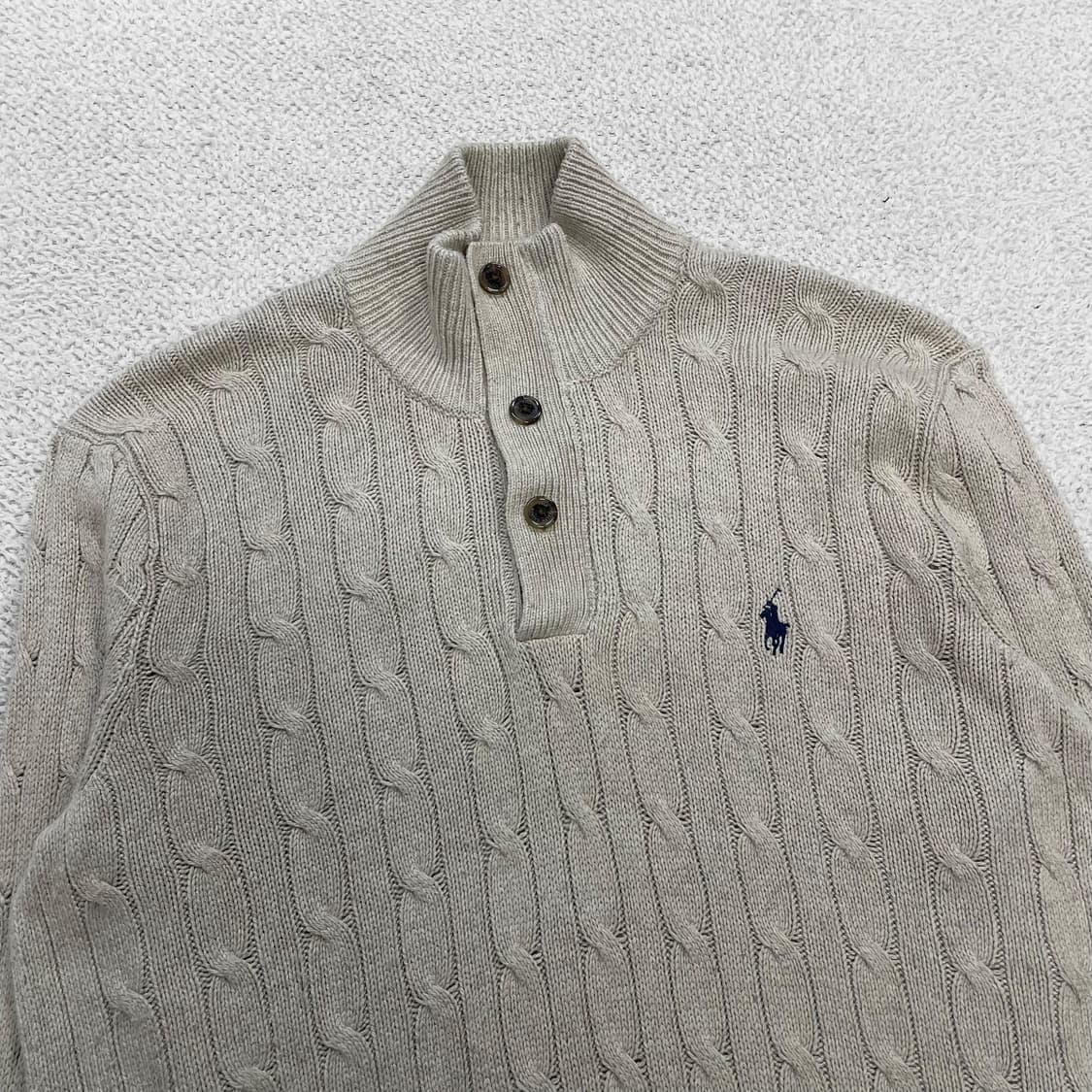 폴로 랄프로렌 포니 로고 케이블 하프 집업 니트 베이지 상품이미지2