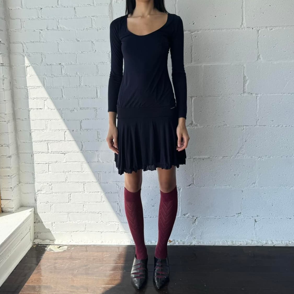 Patrizia Pepe 유럽 빈티지 블랙 스트레치 저지 드레스 상품이미지7