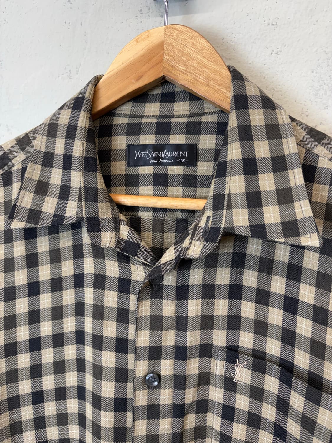 입생로랑 90s 빈티지 로고 체크셔츠 상품이미지4