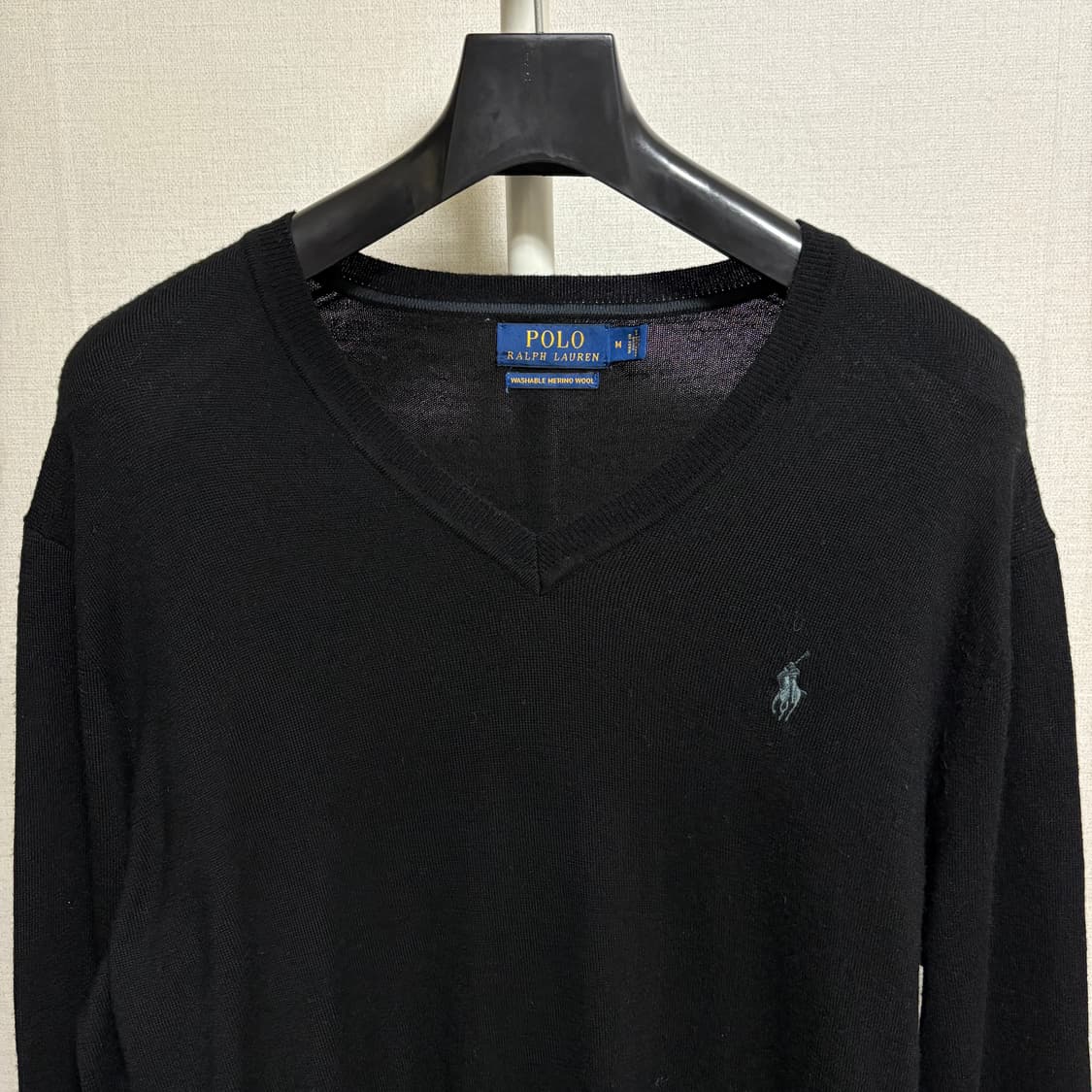 폴로 랄프로렌 워셔블 메리노울 V넥 니트 / 블랙, M 상품이미지2