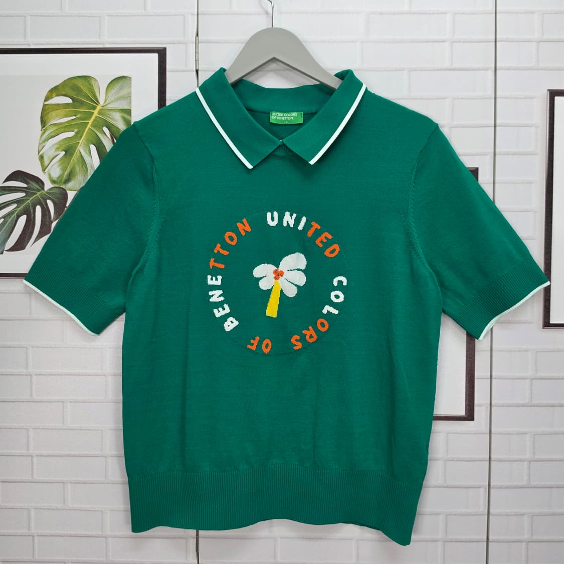 25SS 베네통 여성 반팔 칼라 니트 티셔츠 100(L)사이즈 새상품급 상품이미지1