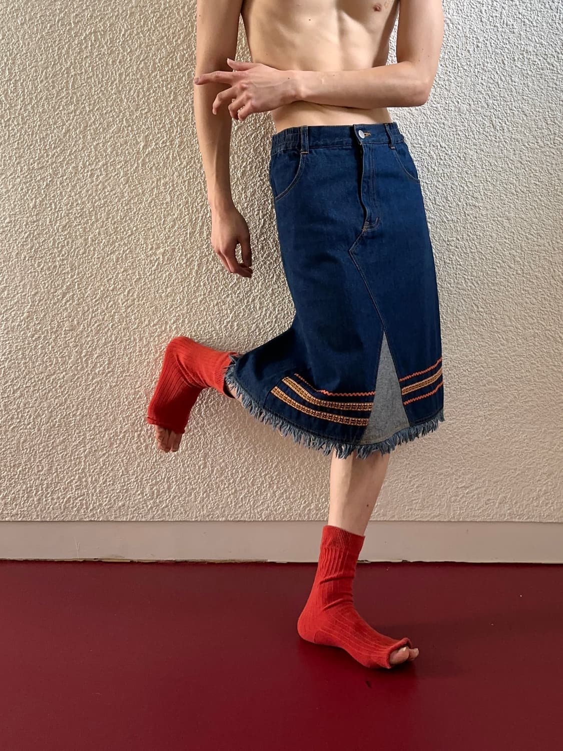 Gals From Wrangler 에스니컬 데님 미디 스커트 상품이미지1