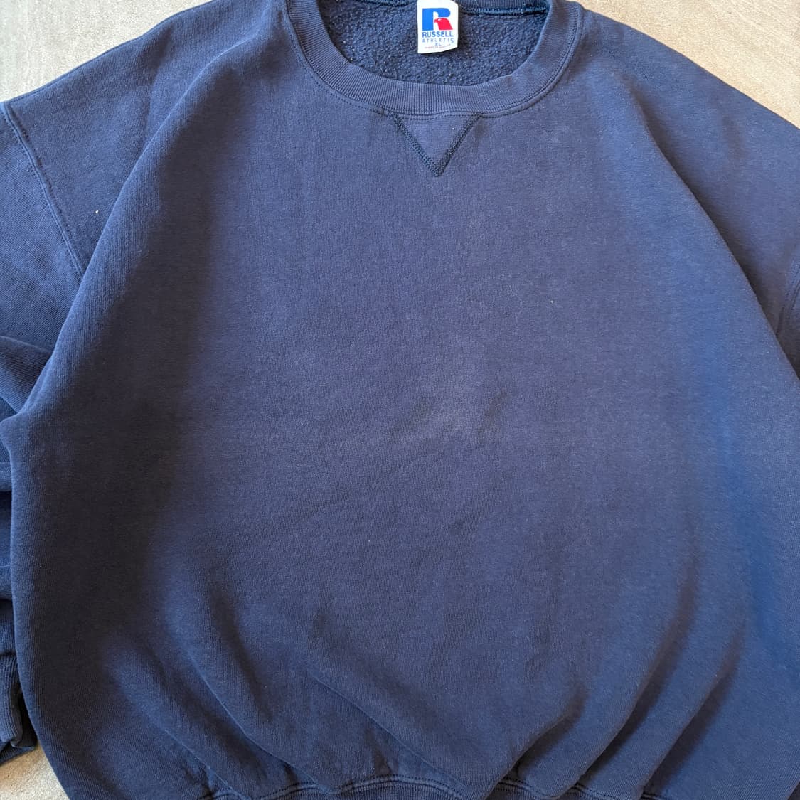 90s 90년대 페이딩 멕시코 생산 러셀 블랭크 네이비 스웻셔츠 상품이미지5