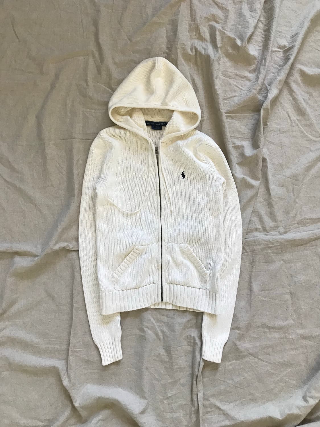대장급 폴로 랄프로렌 포니 로고 화이트 니트 후드집업 상품이미지5