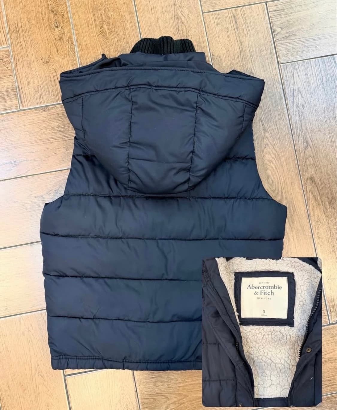 아베크롬비 네이비 후드 조끼 패딩  상품이미지4