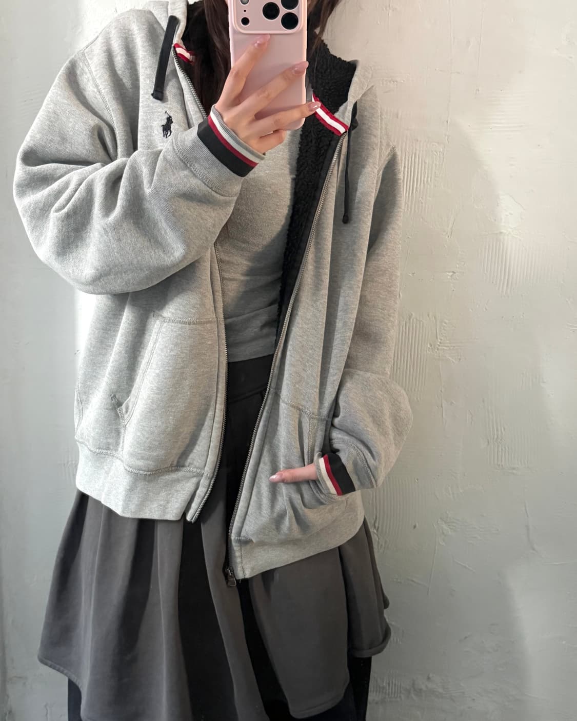 Polo 폴로 랄프로렌 신형 안감후리스 그레이컬러 후드집업  상품이미지7