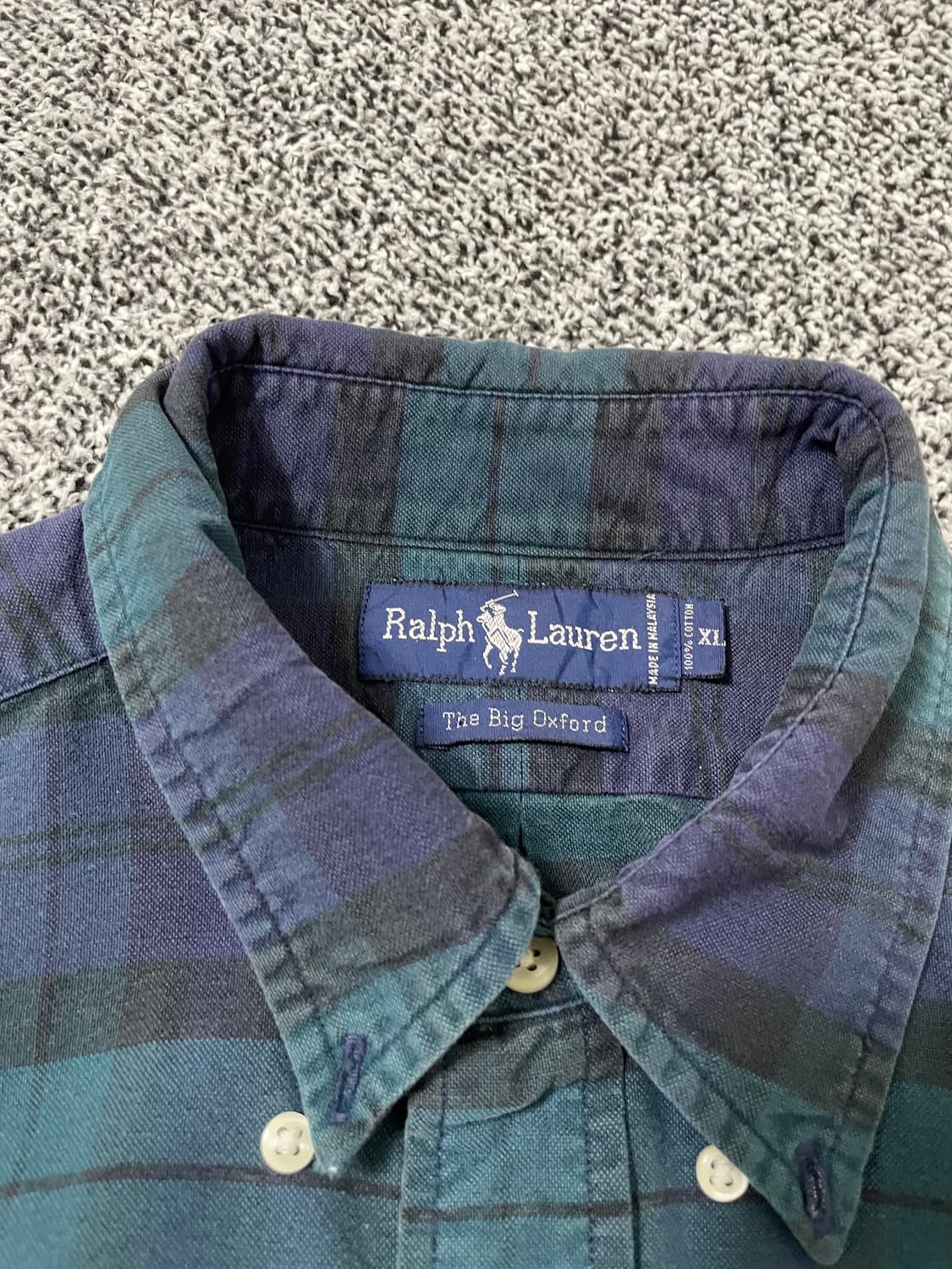빈티지9. 폴로랄프로렌 올드스쿨 빅 옥스포드 셔츠 그린 체크 폴로셔츠 상품이미지3