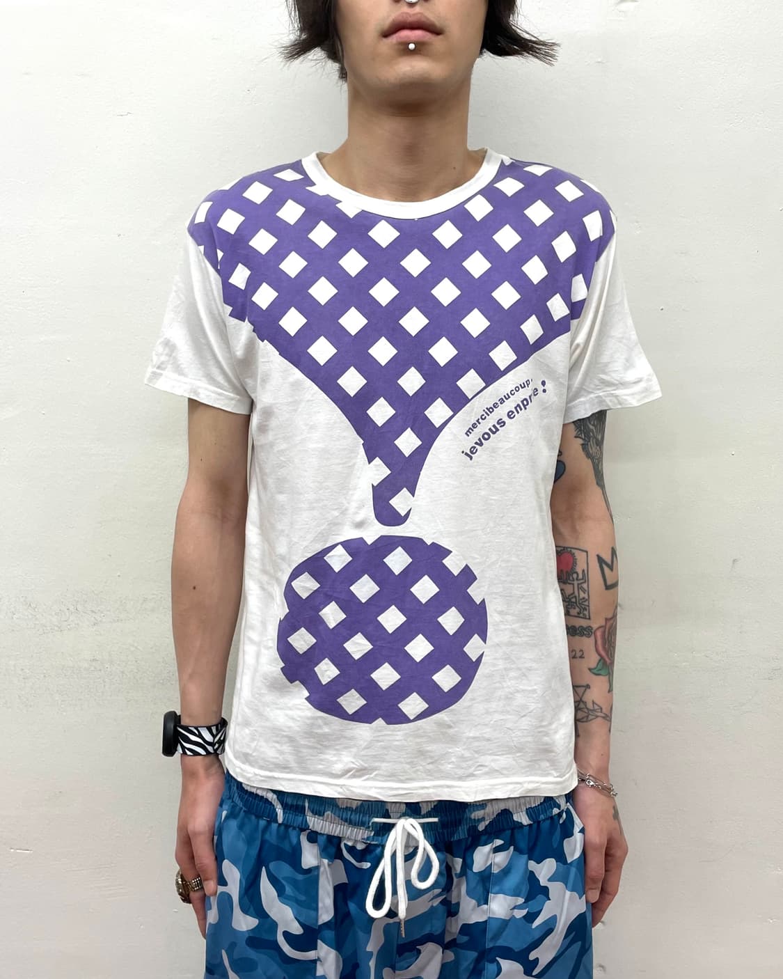 Purple question mark square dot T-shirt  상품이미지1