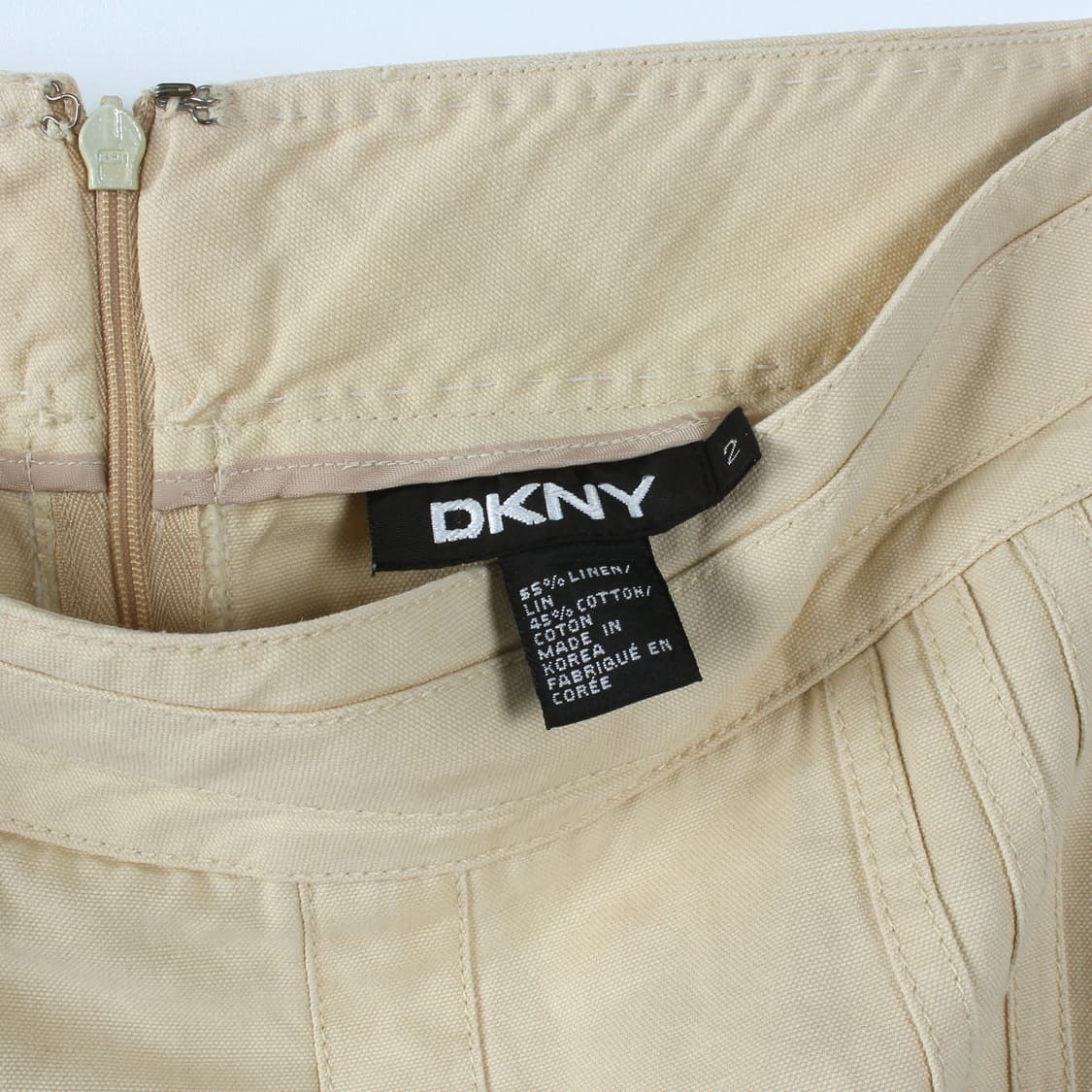 DKNY 린넨 코튼 핀턱 에이라인 베이지 미디 스커트 상품이미지6