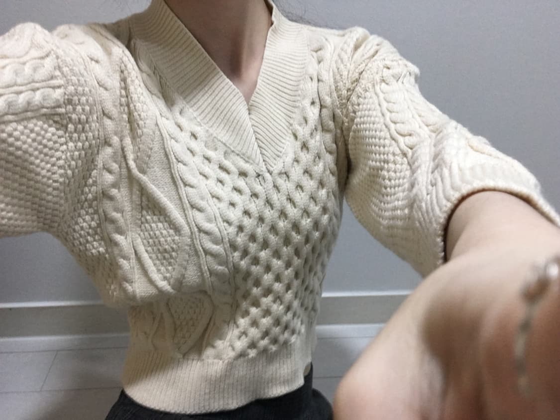 앞뒤 반전 아이보리 리본 디테일 니트 🤍 상품이미지6