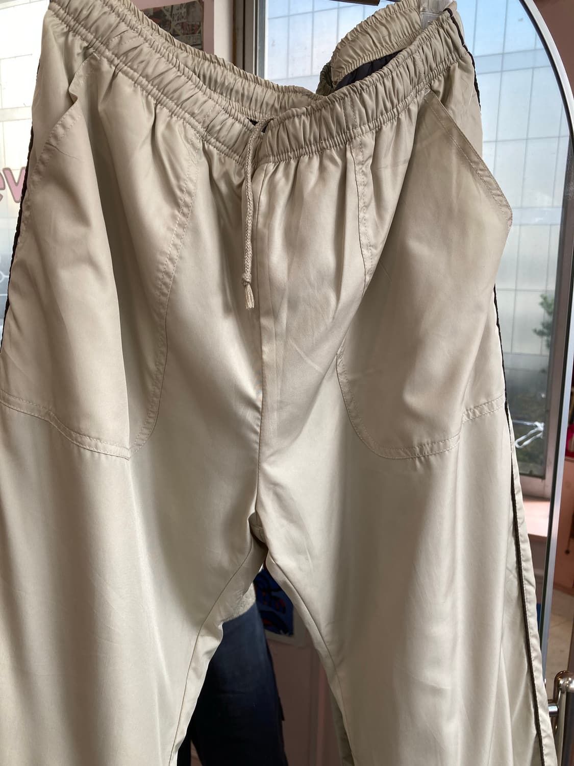 빈티지 아이보리 스포츠 조거 스트링 팬츠 상품이미지3