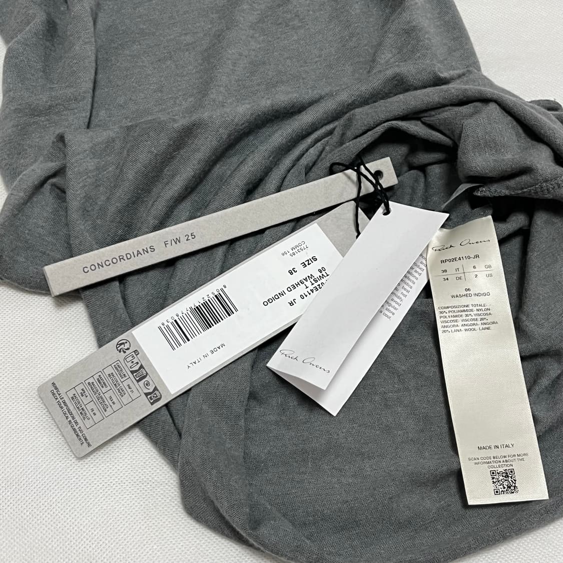 [38]릭오웬스 25fw 드레이프 트위스트 슬리브리스 탑/그레이 상품이미지3