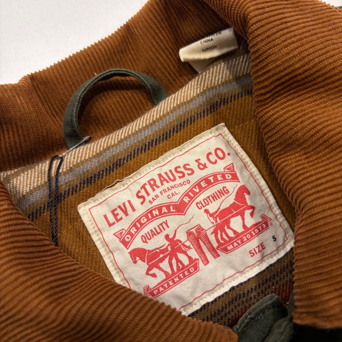 [S] 리바이스 코듀로이 카라 왁스 워크 자켓 그린 D793 상품이미지4