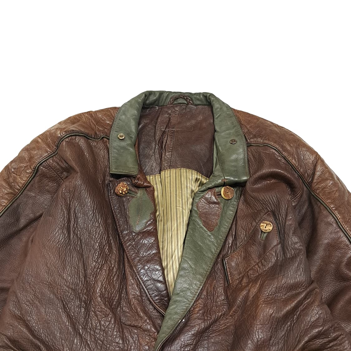 CL335 L 80s-90s 유럽판 가죽 나뭇잎아플리케 다크브라운 자켓 상품이미지2