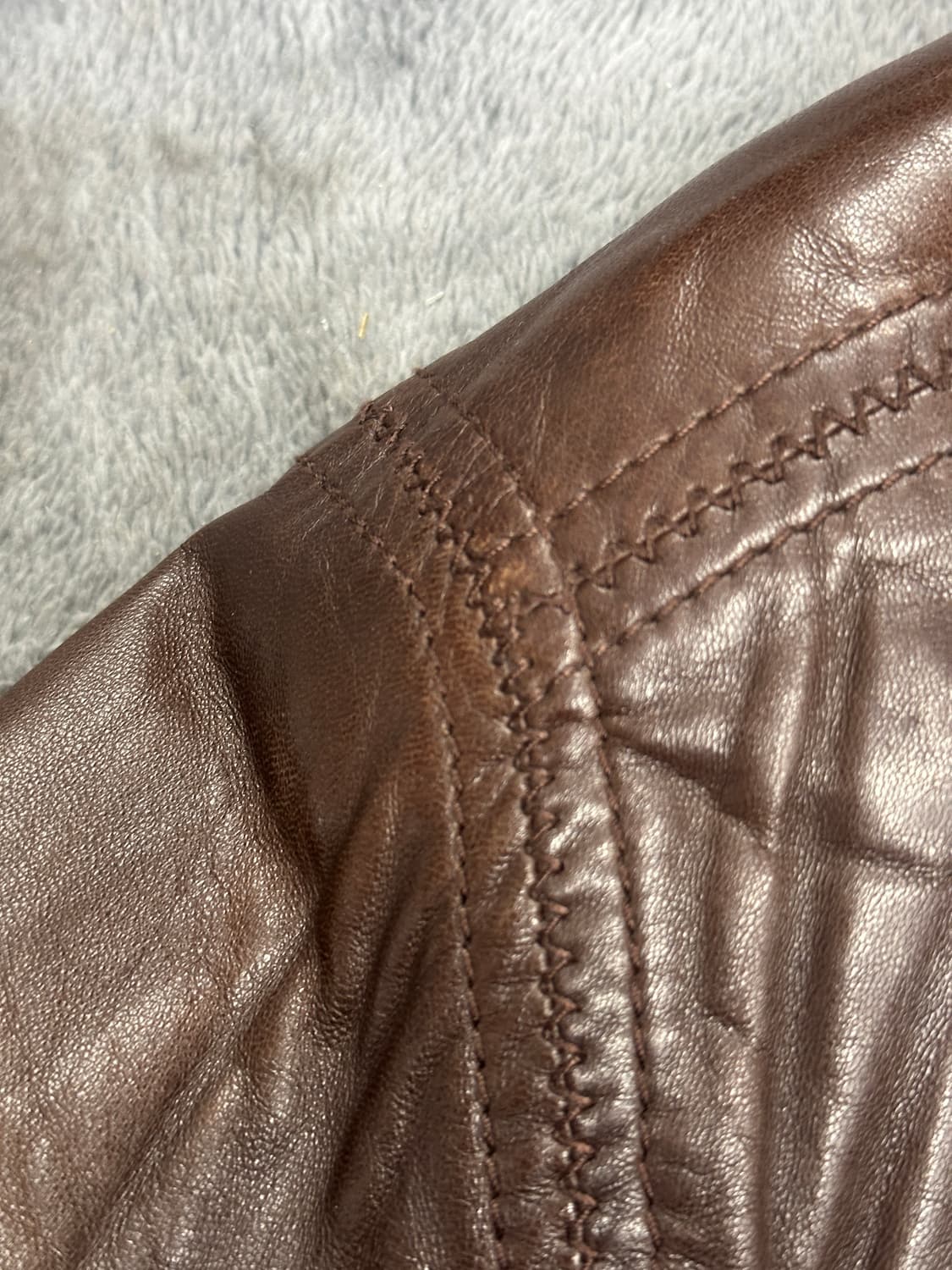 80s  HUGO BOSS 브라운 레더 자켓 50 상품이미지4