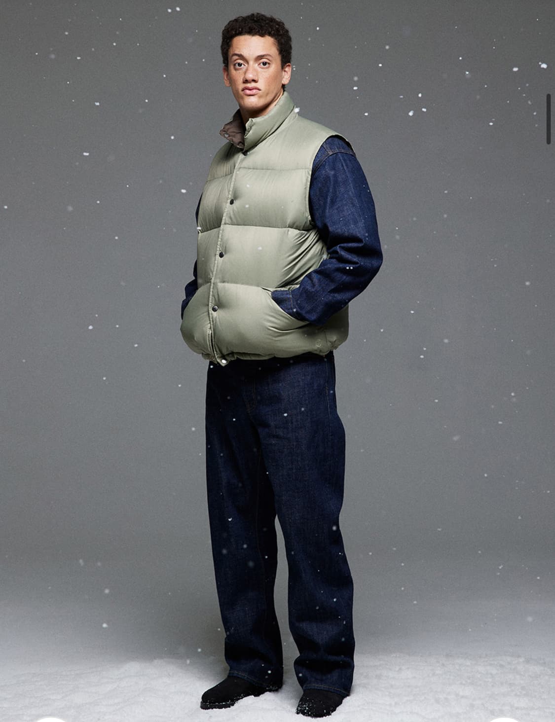 아웃스탠딩 리버서블 패딩조끼 다운 베스트 카키/브라운 L사이즈 상품이미지9