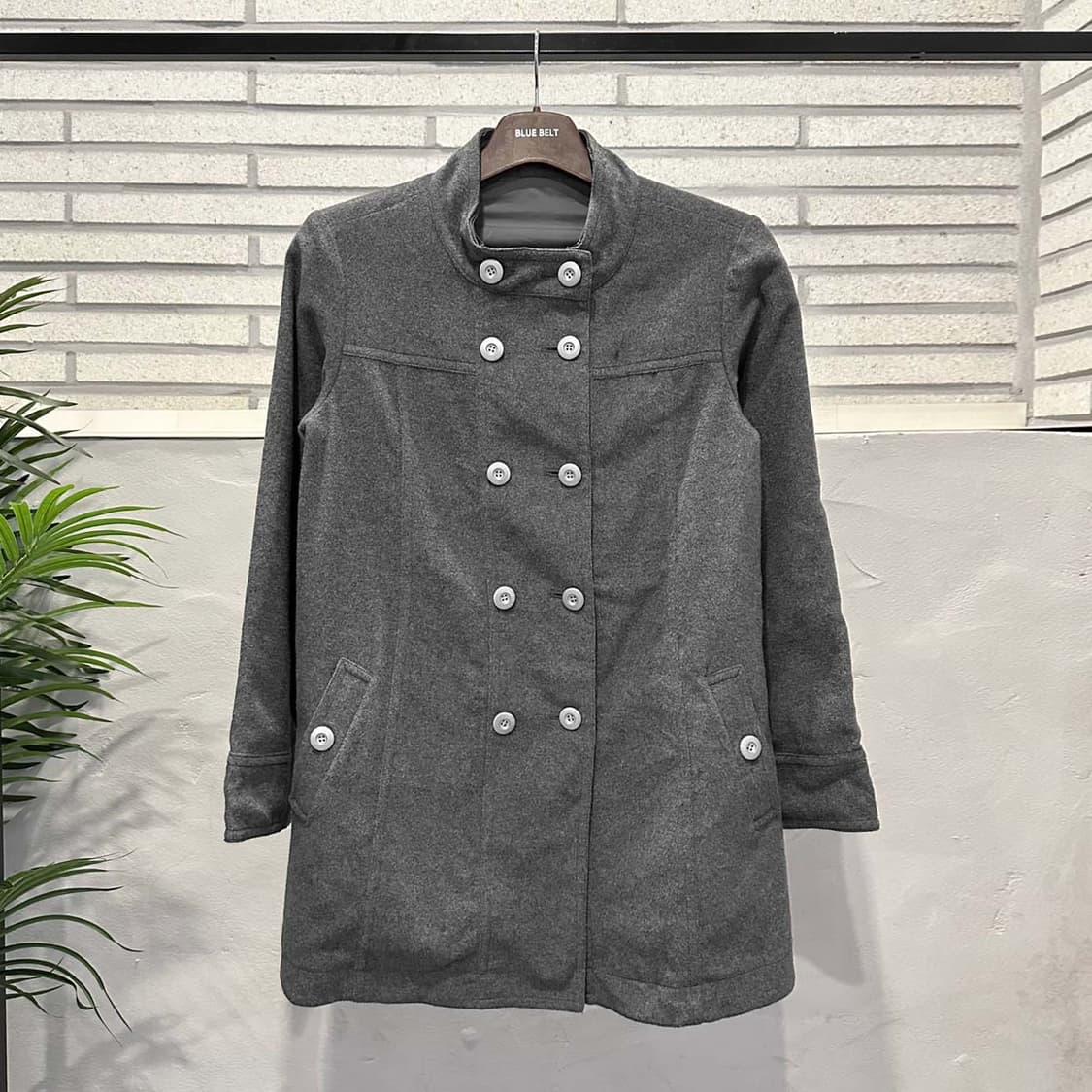 JPN VINTAGE 리버시블 하프 코트 더블 버튼 투포켓 디테일 그레이 상품이미지1