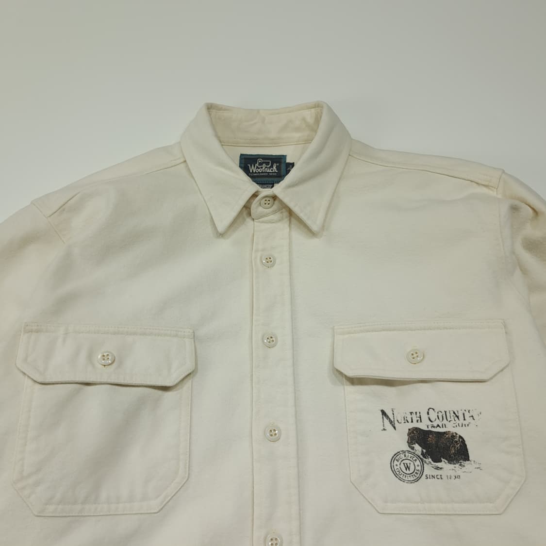 CL368 L 울리치 90s 곰그래픽 헤비플란넬 아이보리 셔츠 남방 상품이미지2