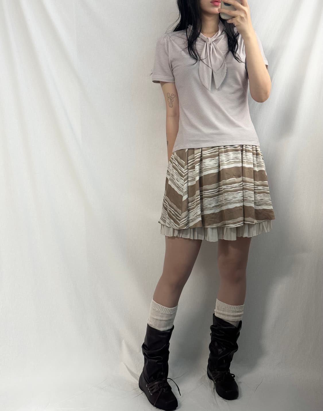 레이스 짜임 가디건 레이스 슬리브리스 양면 스커트 4pcs SET 상품이미지5