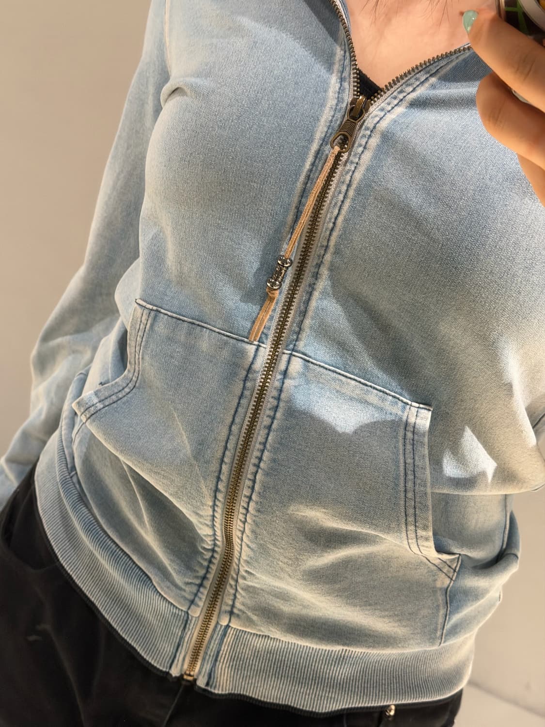 Cook jeans denim washing hood zip-up 상품이미지4