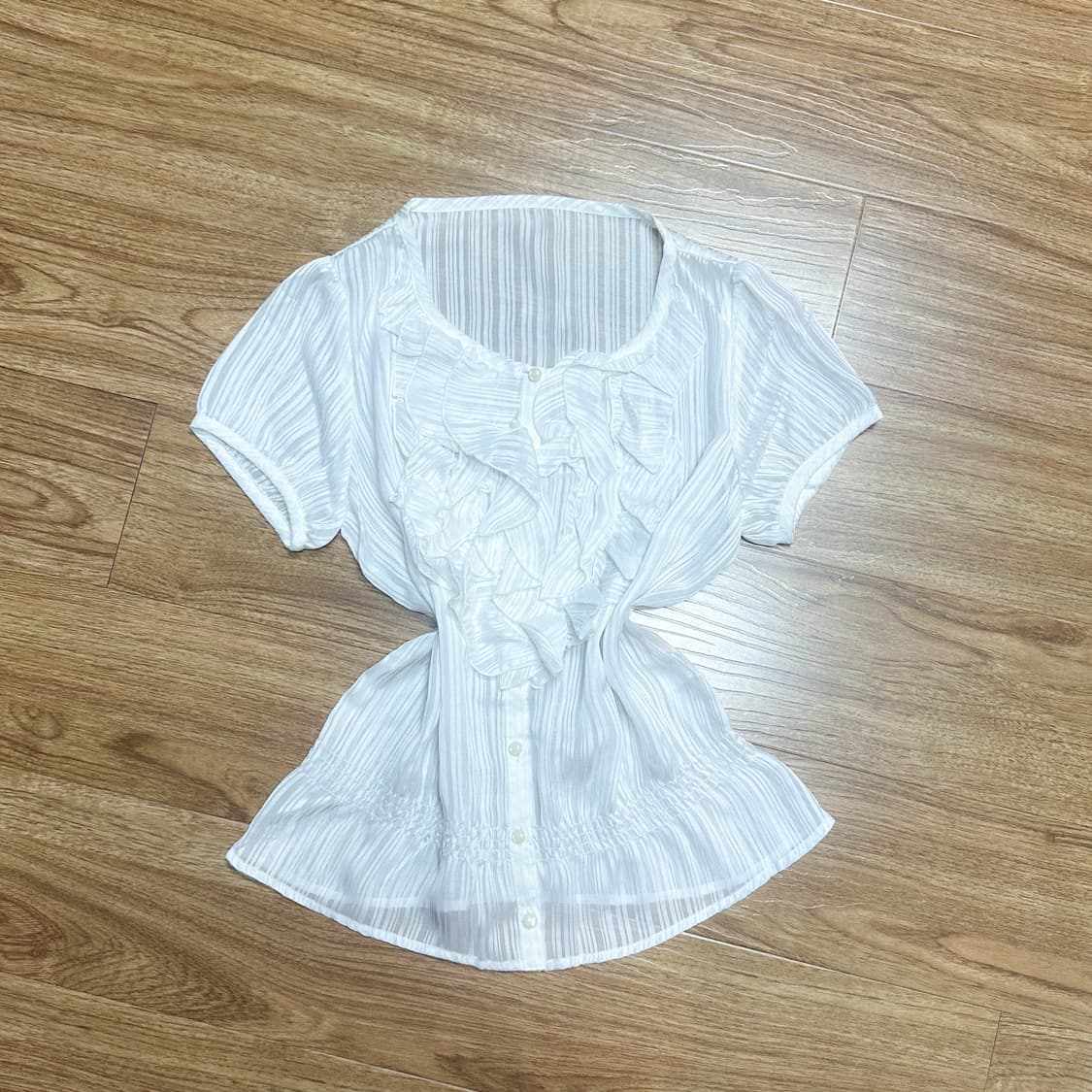 빈티지 러플 블라우스 히메갸루 발레코어 로걀 라떼 모리걸 아오이유우 상품이미지1