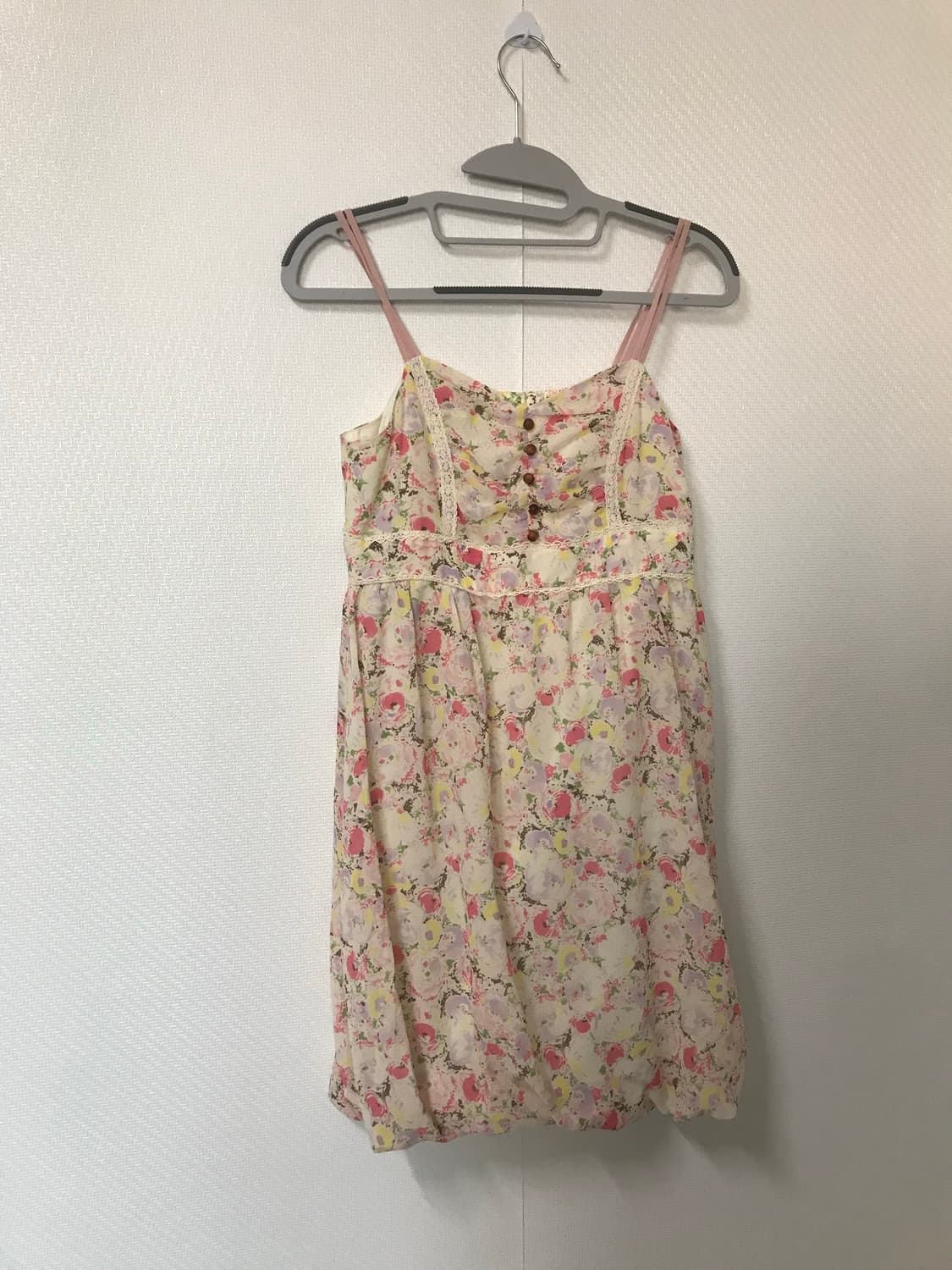 빈티지 플로럴 벌룬핏 우드 버튼 원피스 상품이미지4