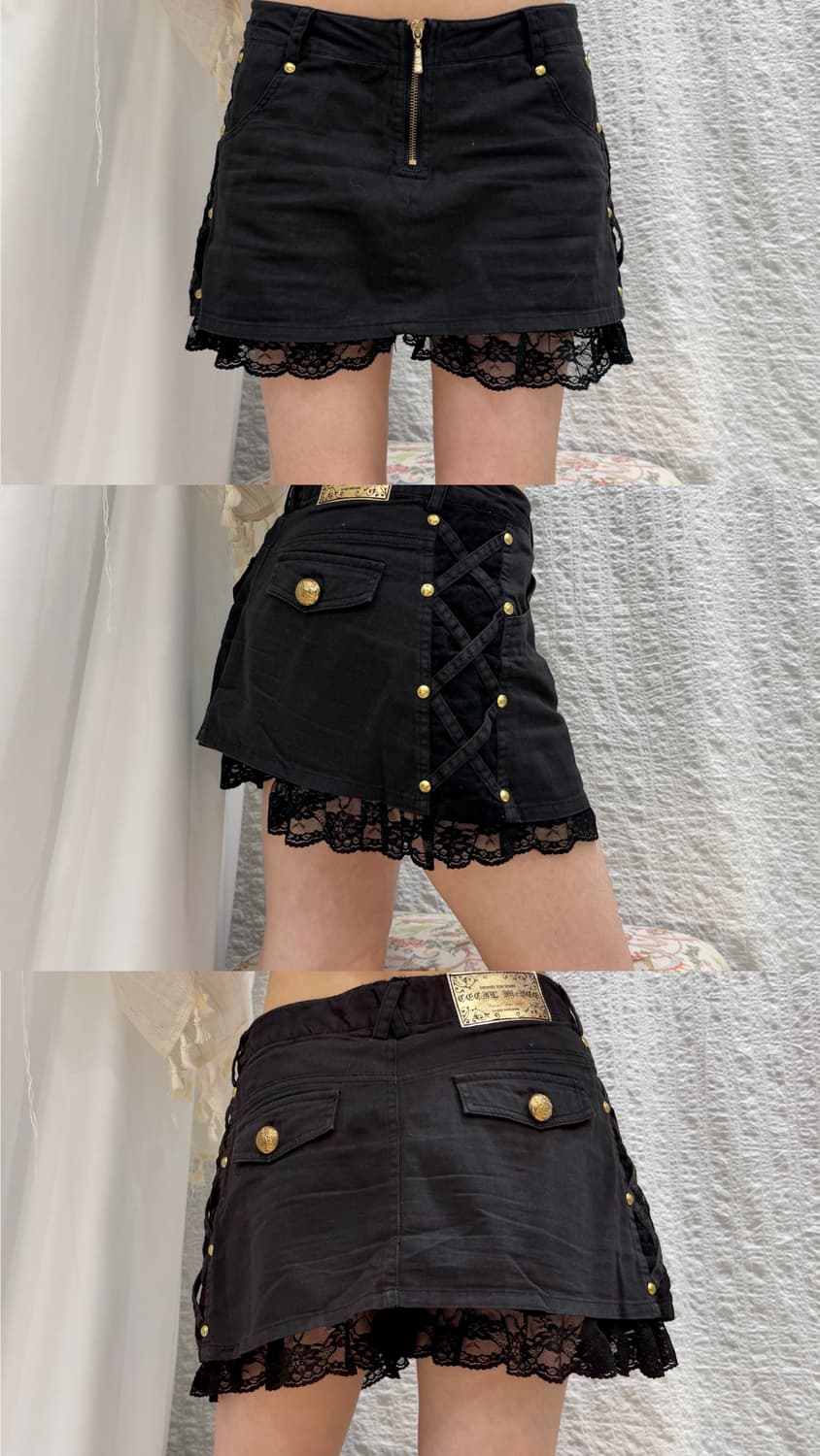 lace-up black mini skirt 상품이미지5