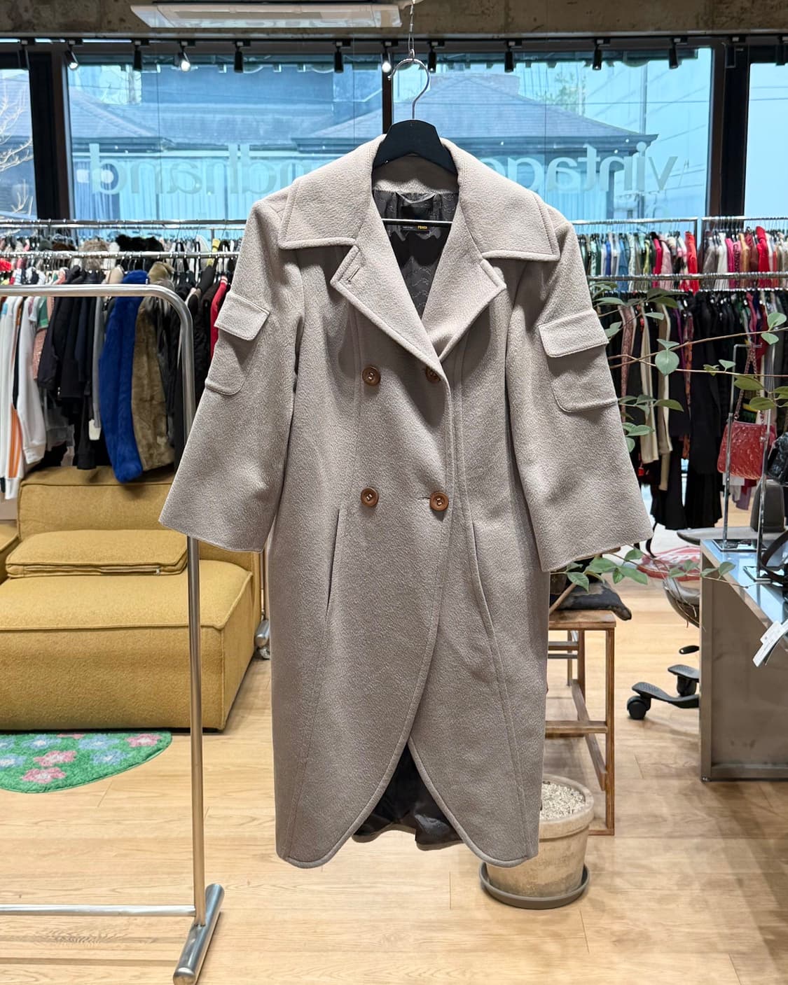 펜디 핑크베이지 더블 브레스티드 울 롱코트  상품이미지1