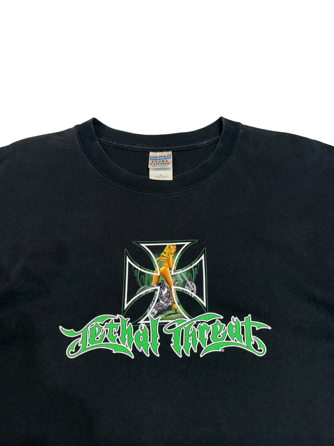00s Lethal Threat 바이크 핀업 걸 빈티지 티셔츠 (XL) 상품이미지4