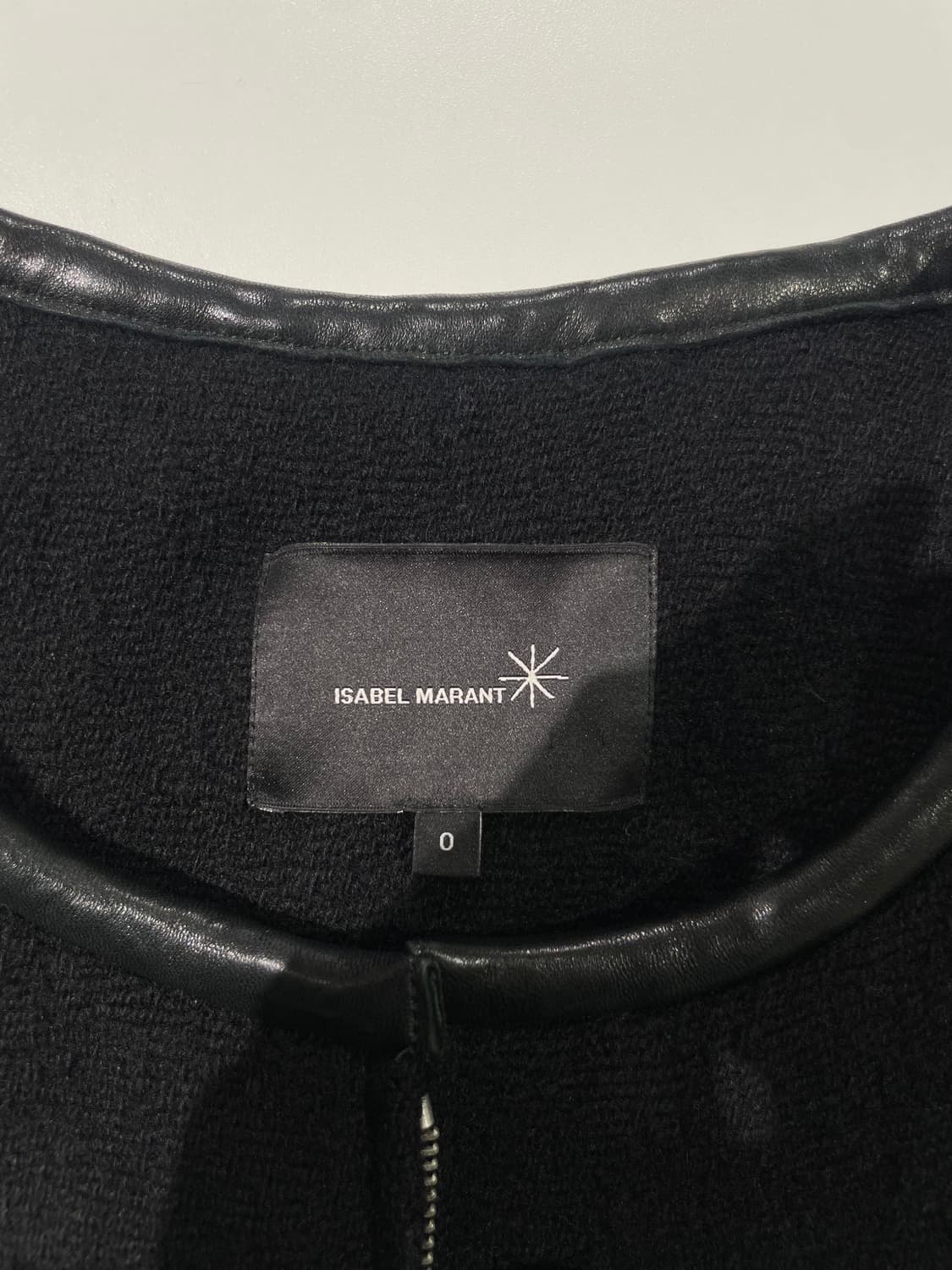 이자벨 마랑 블랙 배색 슬리브 레더 울 집업 자켓  상품이미지7