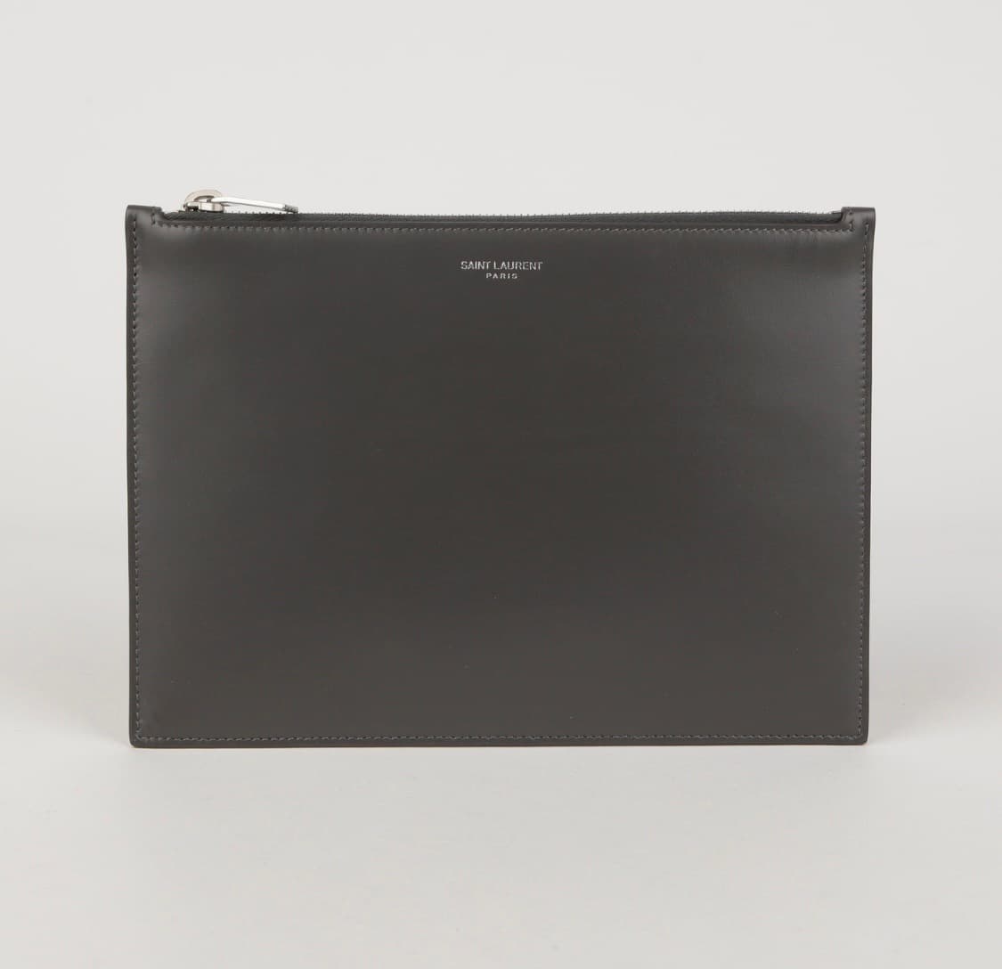 생로랑 클러치 635098 다크 그레이 레더 도큐먼트 상품이미지1