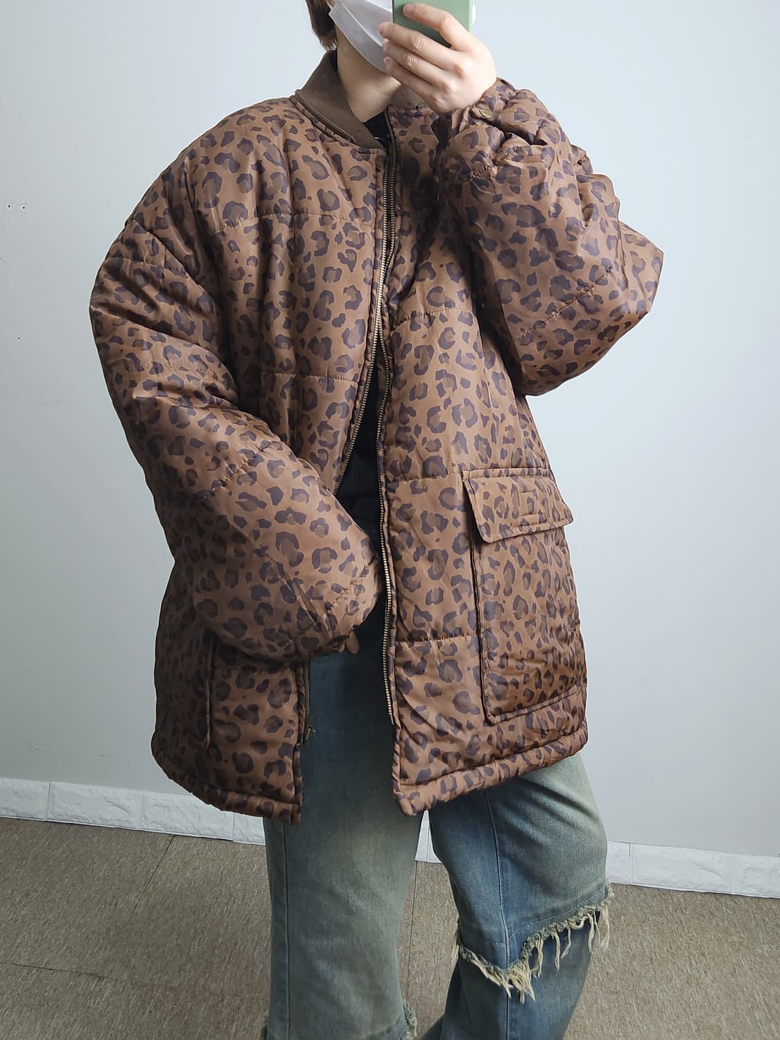 레오파드 후드 패딩 상품이미지3