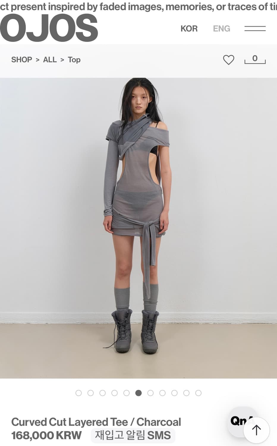 OJOS Curved Cut Layered Tee (Charcoal) 상품이미지1