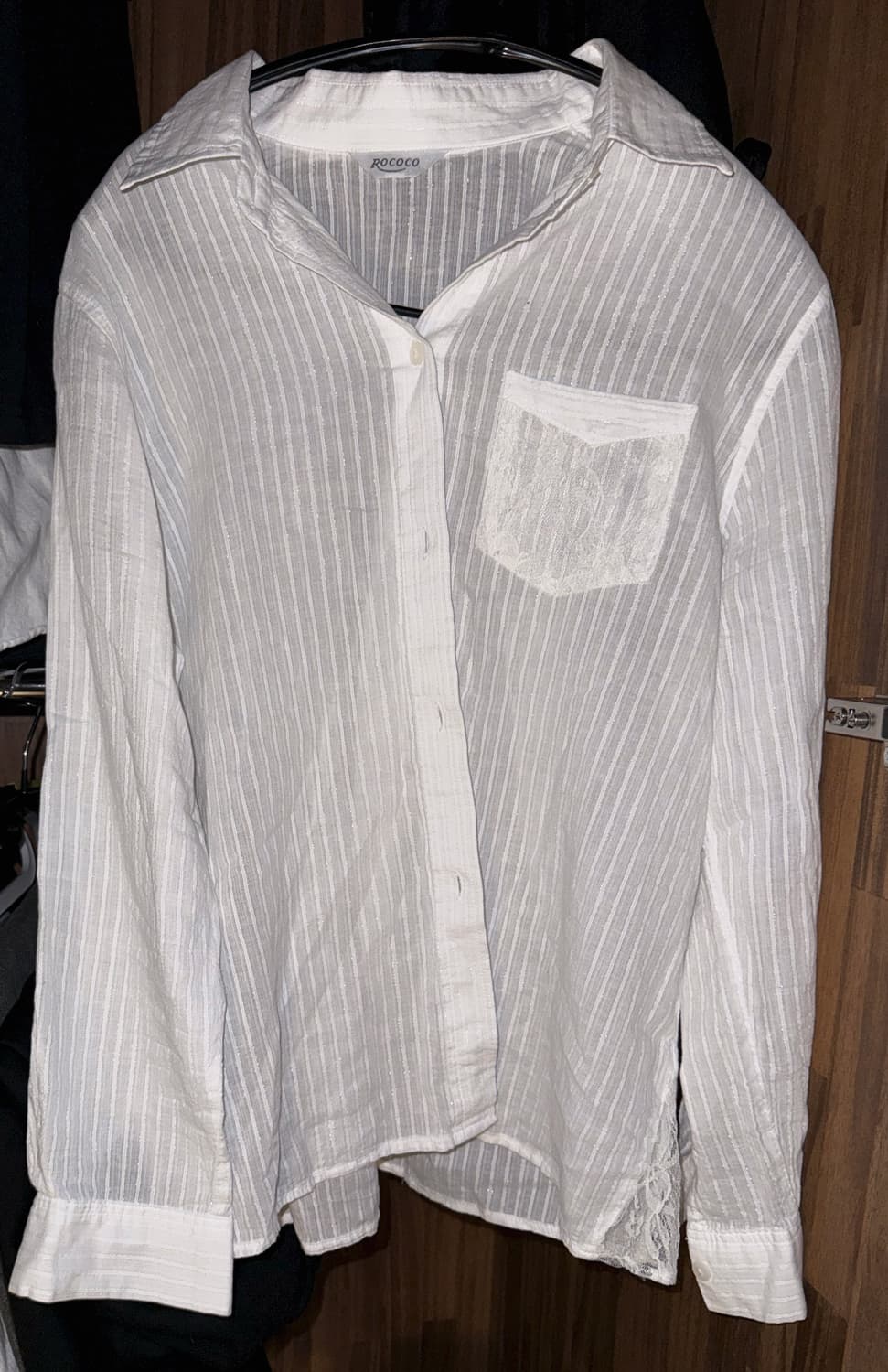 빈티지 시스루 스트라이프 실버펄 셔츠 상품이미지1