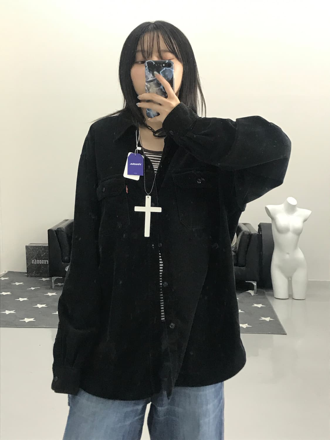 리바이스 레드탭 블랙 코튼 셔츠 상품이미지2