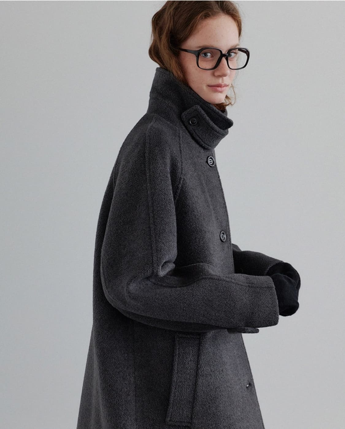 HANE 하네 울 발마칸 코트 차콜 S 상품이미지2