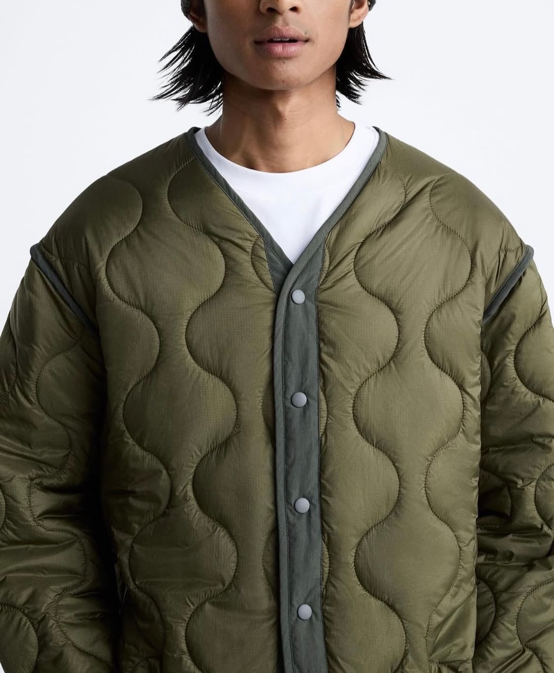 L- XL 자라 퀼팅 라이너 자켓 카키 상품이미지2