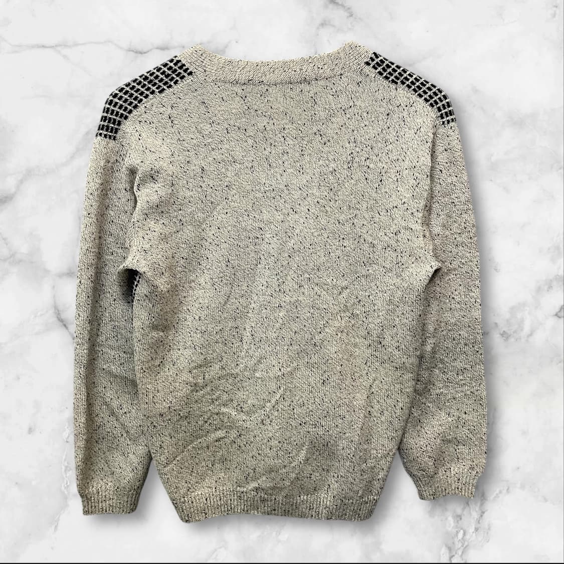 빈티지 오트밀블랙 니트 짜임 가디건 상품이미지2