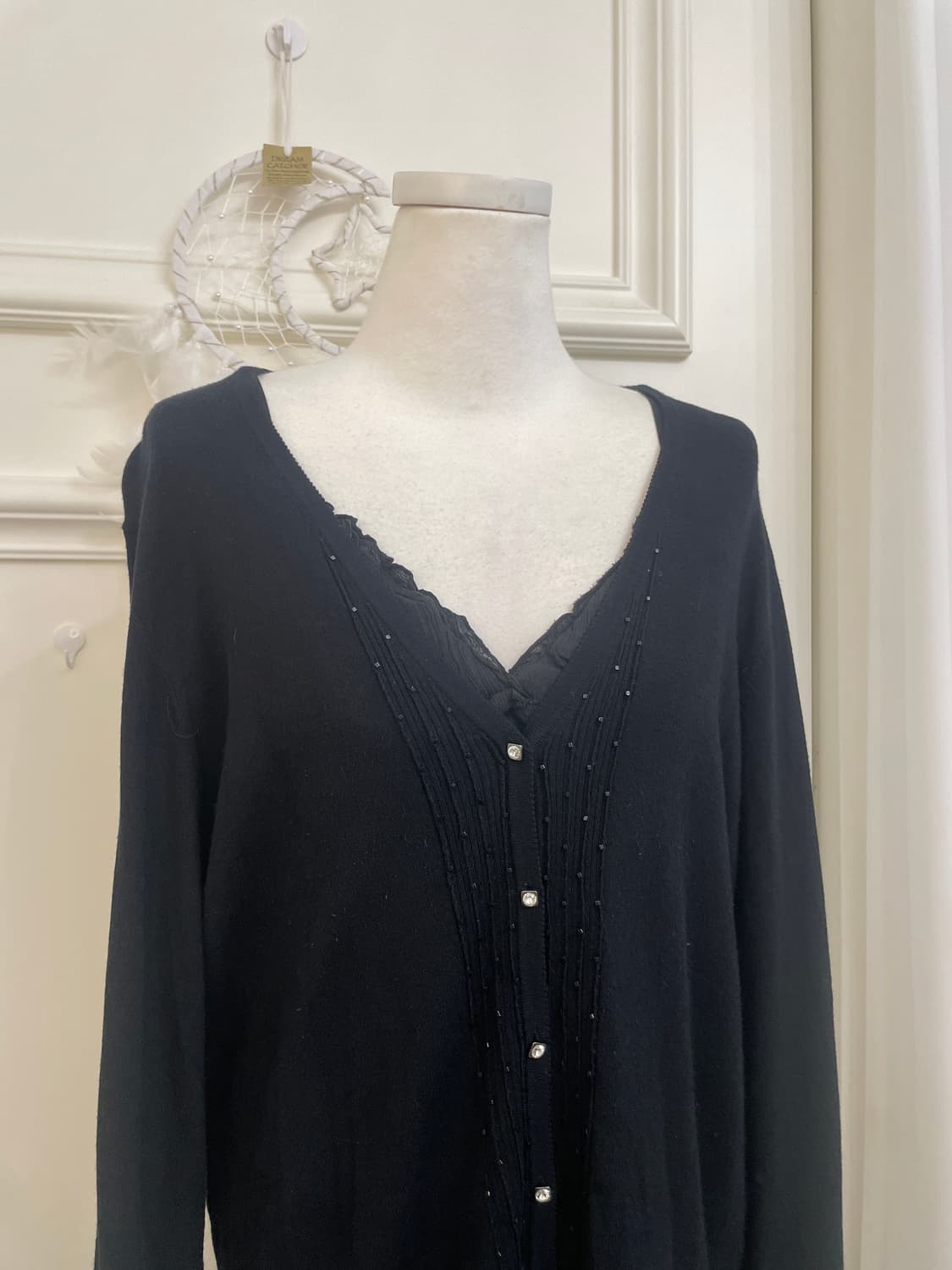 black soft beads point loose cardigan 상품이미지6