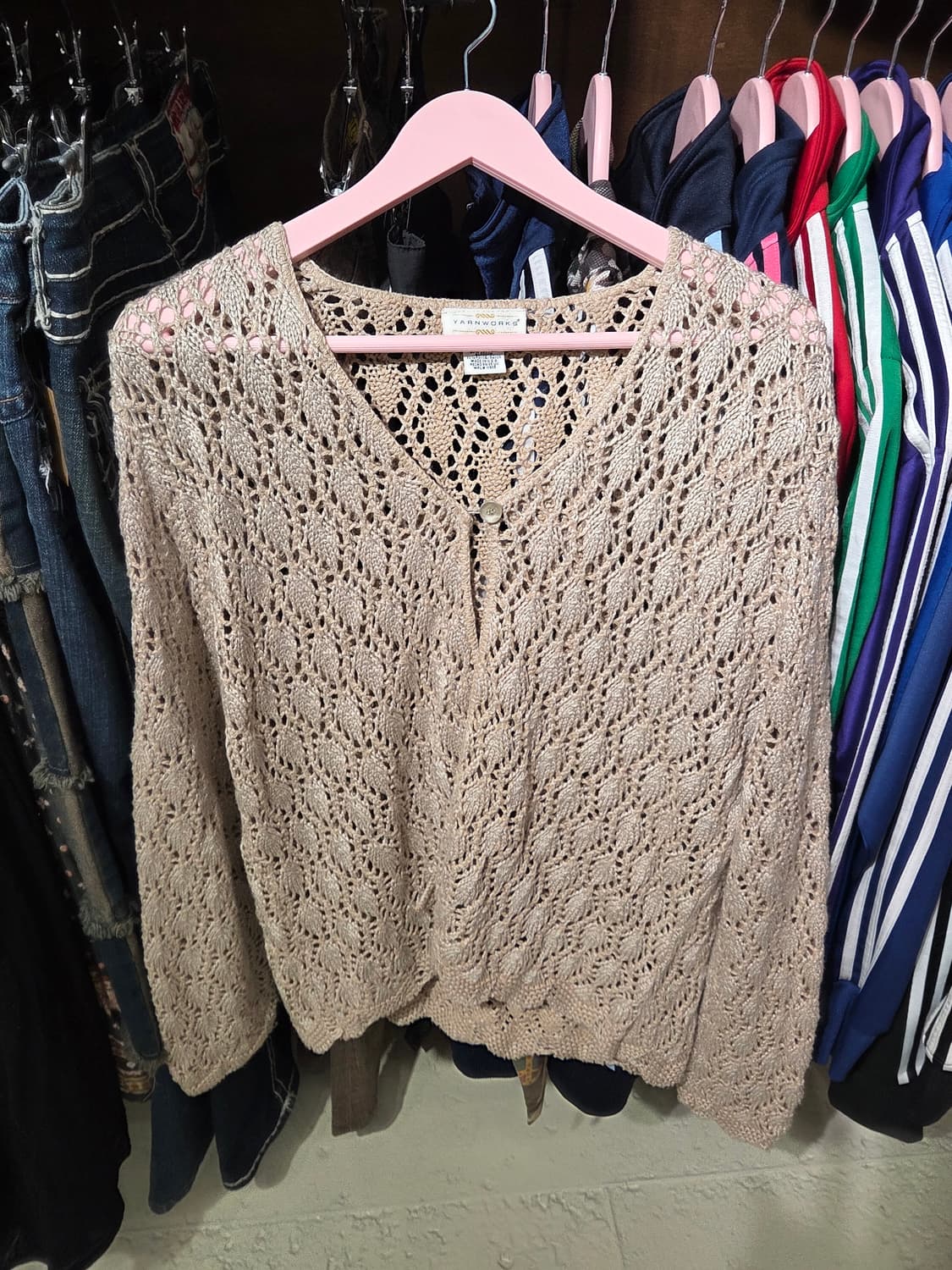 1990s USA yarnworks 원버튼 가디건 상품이미지4