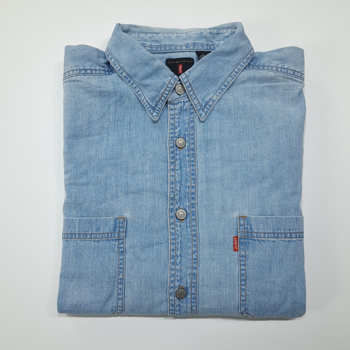 CL455 L 리바이스 90s 홍콩판 코튼 라이트워싱 데님셔츠 남방 상품이미지7