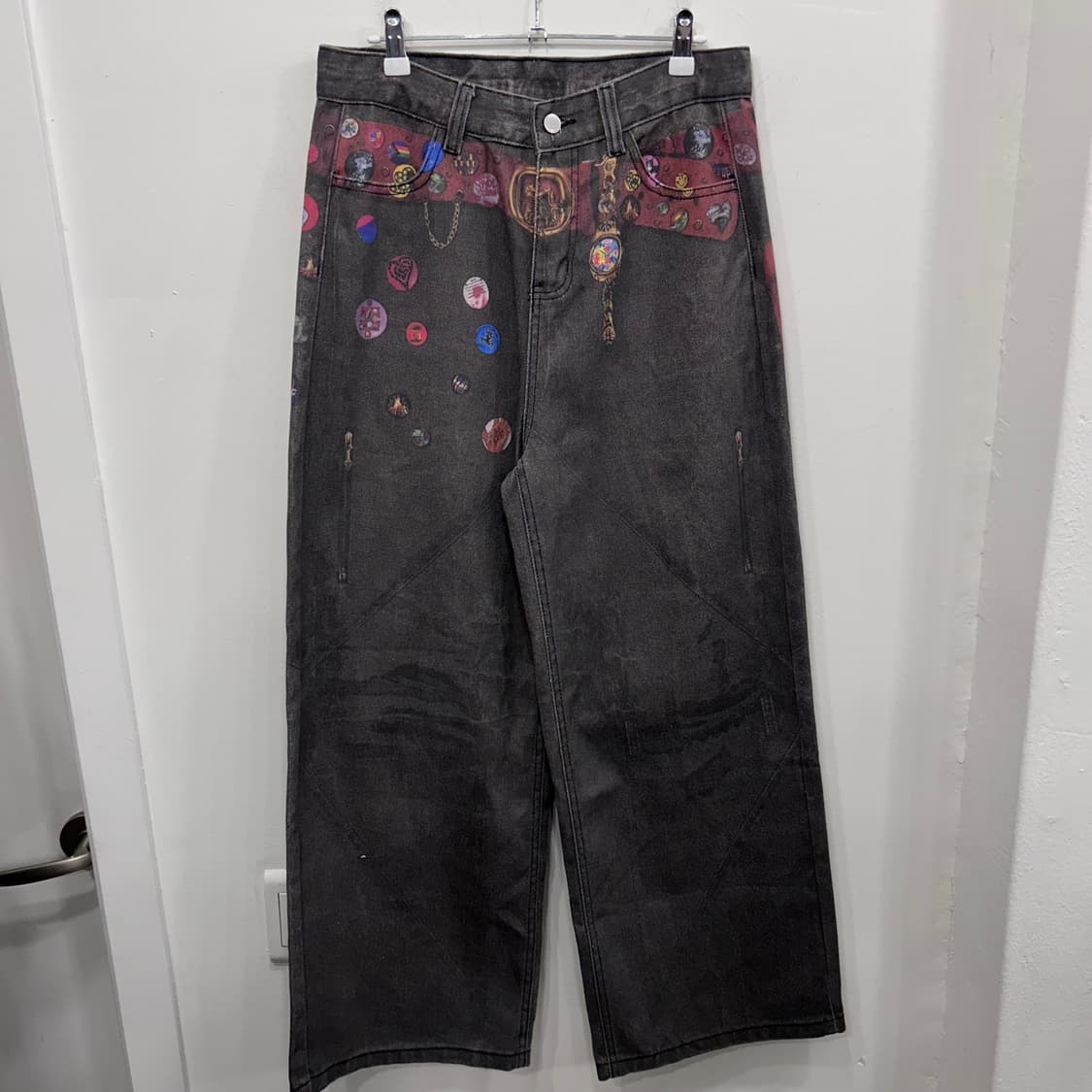 빈티지 디지털프린팅 와이드핏 그레이 데님팬츠 상품이미지2