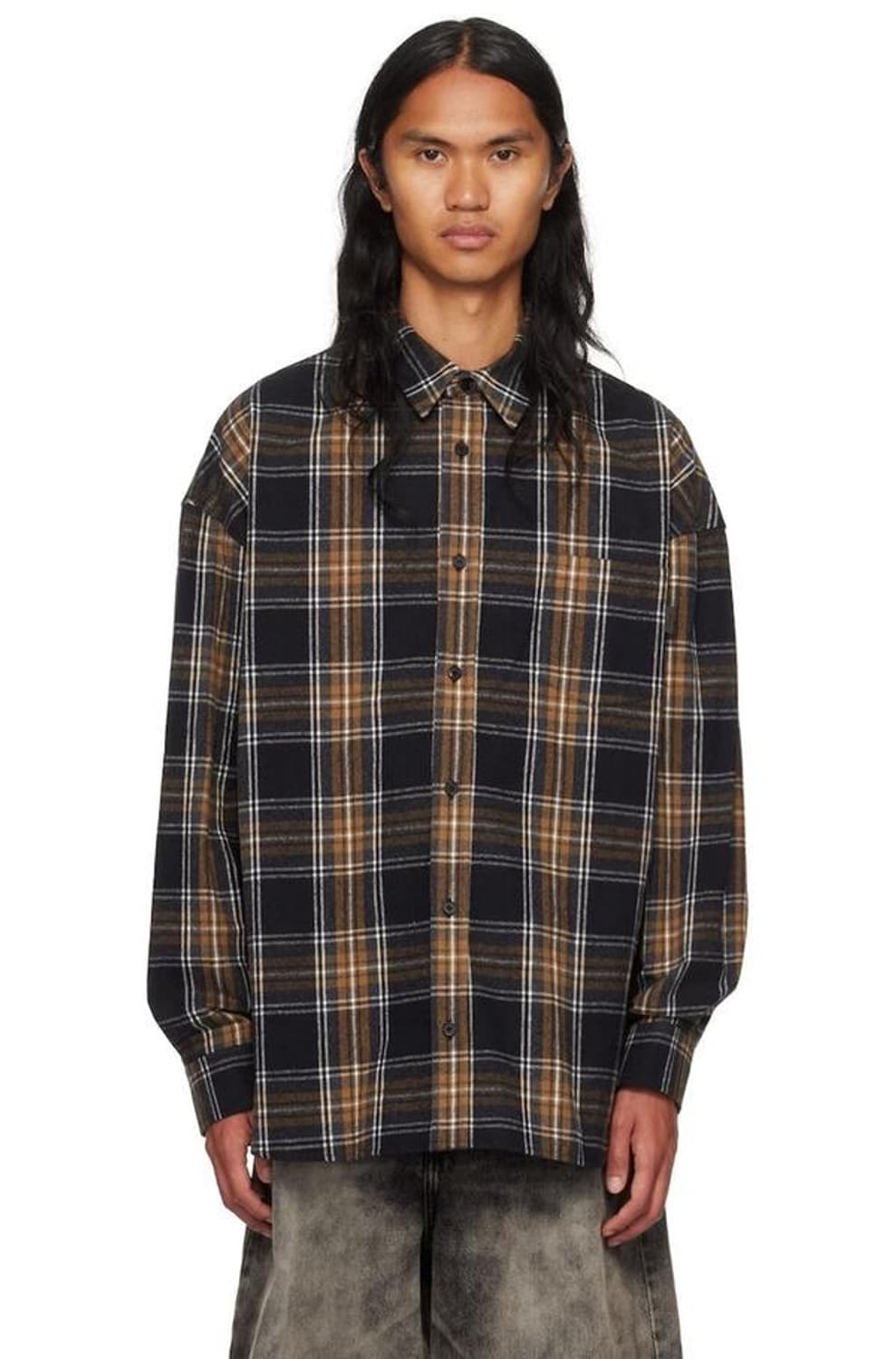 준지 23fw 루미 브라운 체크 셔츠 44 상품이미지1