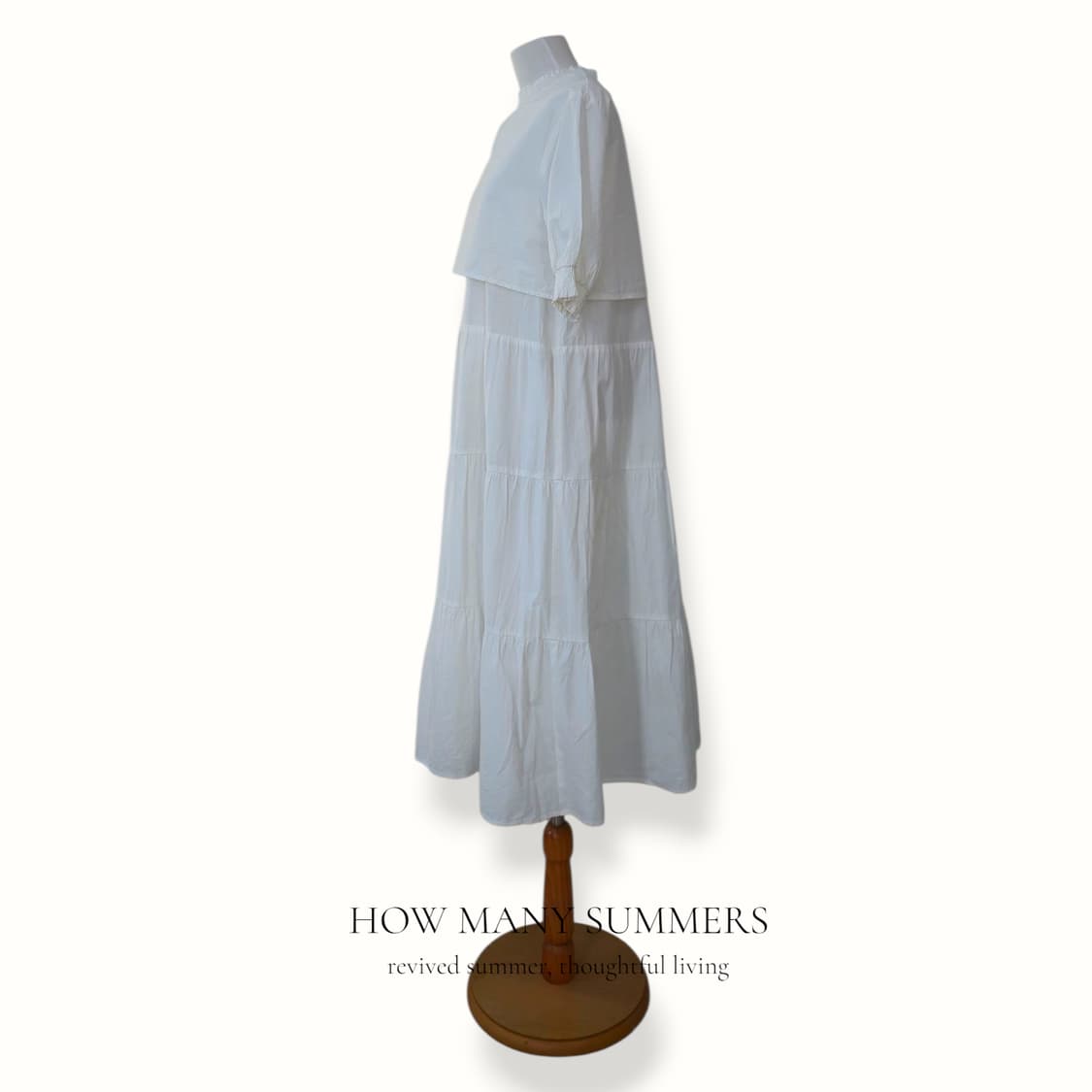 스모크넥 캉캉 롱 원피스 화이트 면 반팔 M wcloset 상품이미지2