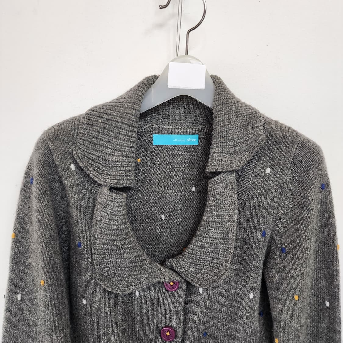 올리브데올리브 칼라 포인트 니트 가디건 상품이미지2