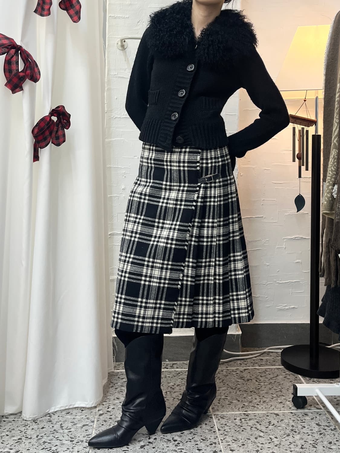 chic fur black cardigan 상품이미지3