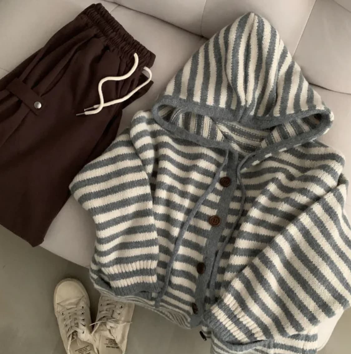 스트라이프 후드 니트 상품이미지2