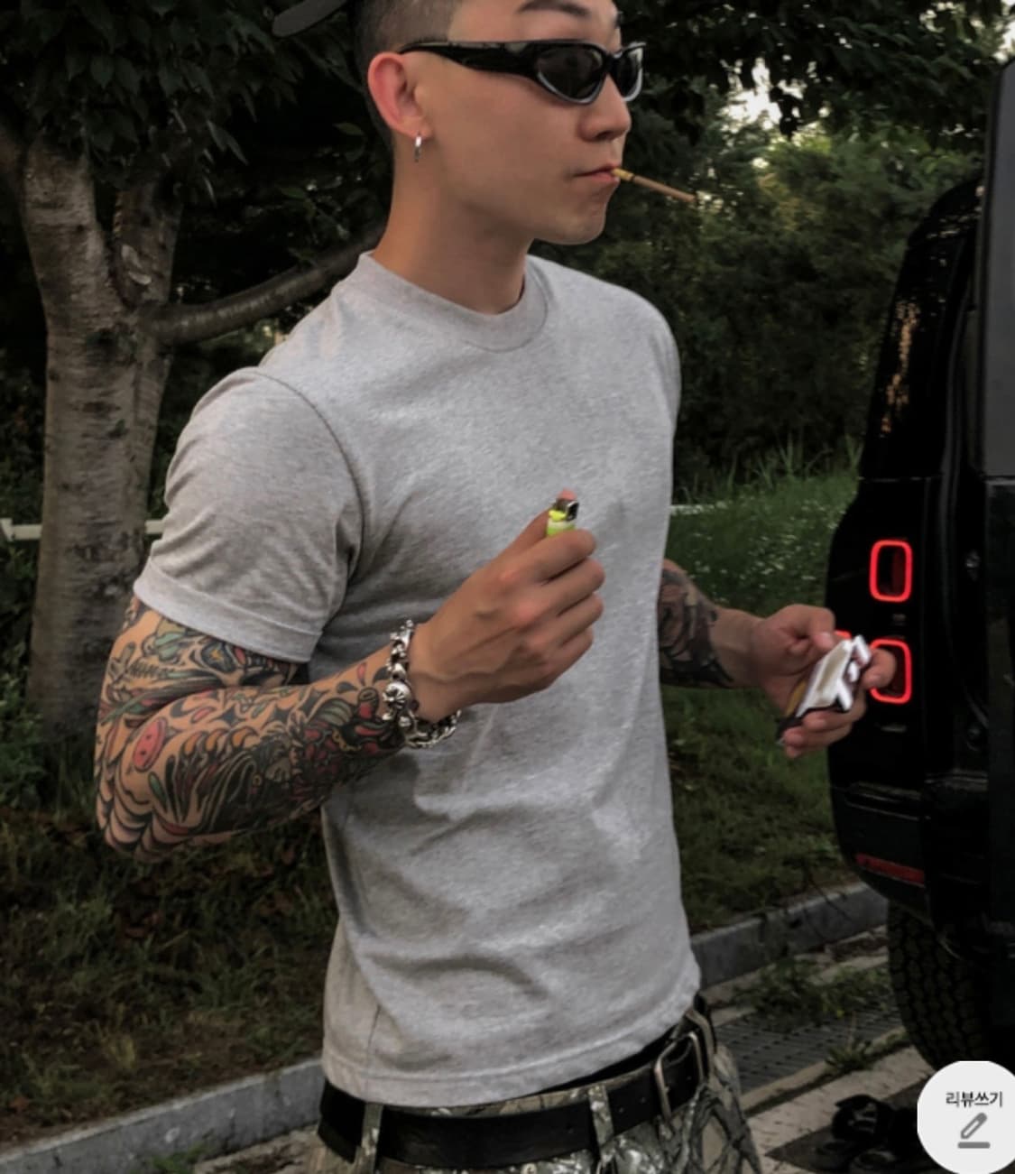 낫셀러 자체제작 머슬핏 크롭 반팔티 그레이 상품이미지2