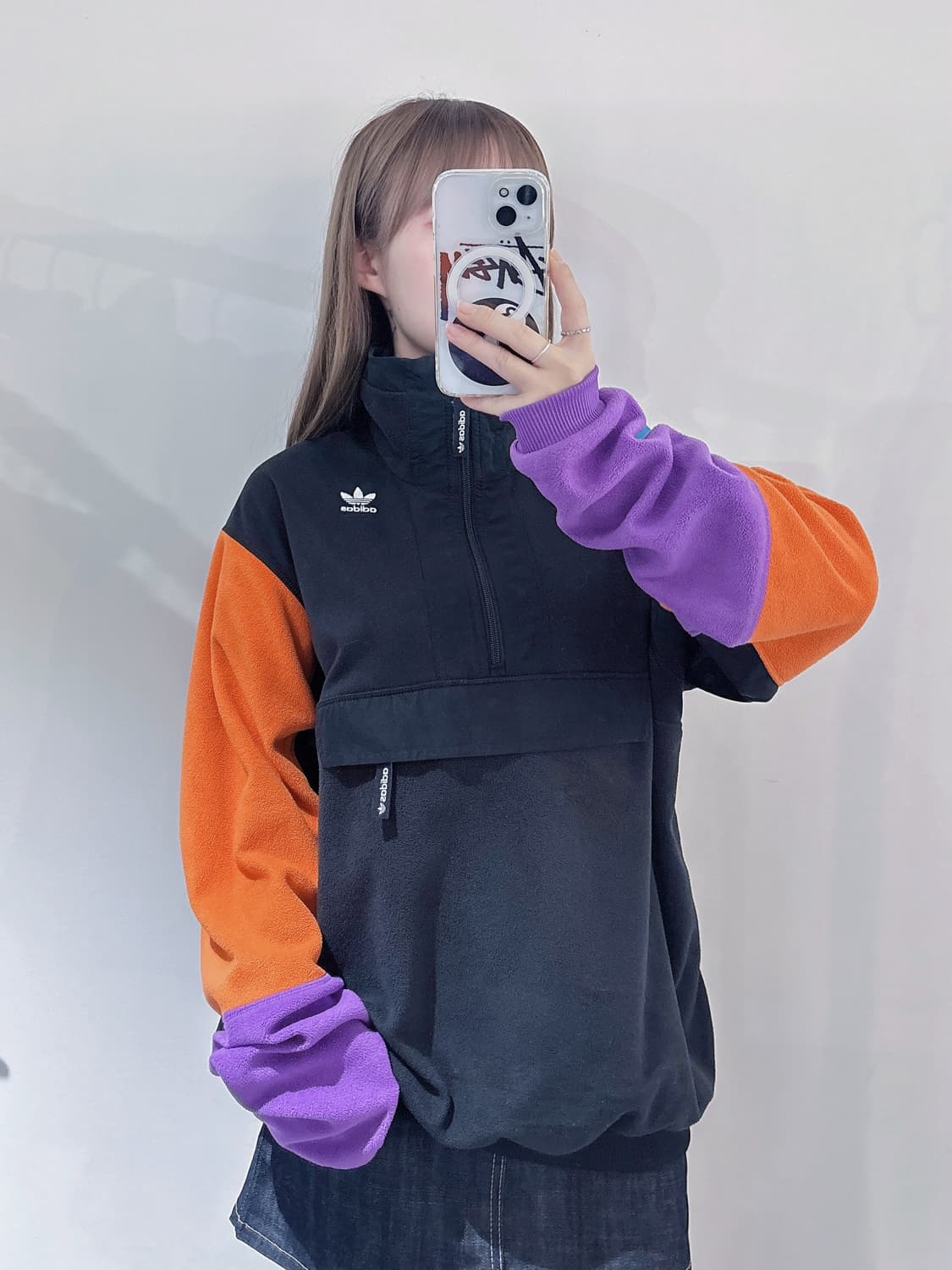 아디다스 배색 플리스 반집업 상품이미지2